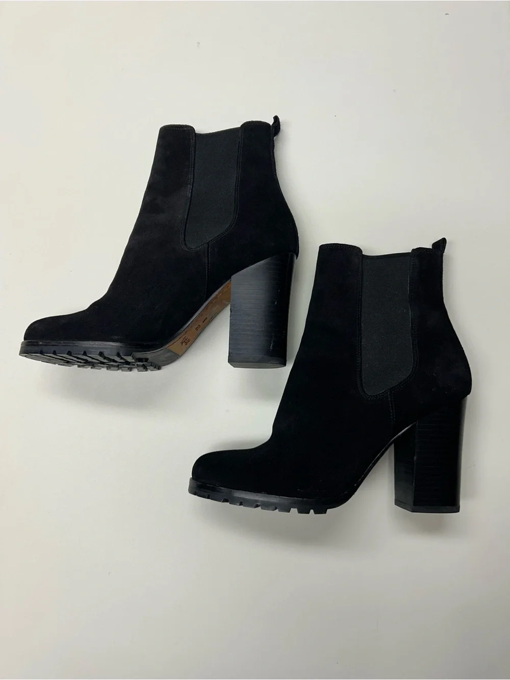 Coach Black Suede Block Heel Ankle Boots